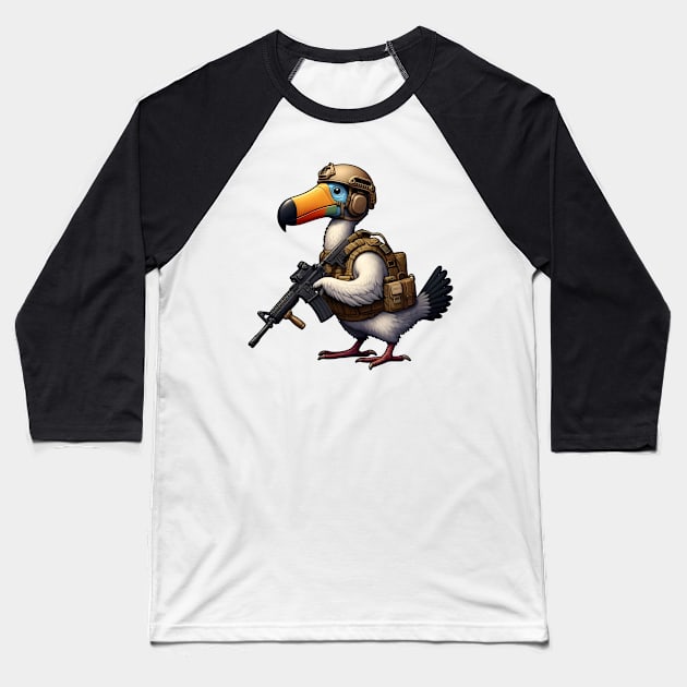 Tactical Dodo Bird Baseball T-Shirt by Rawlifegraphic